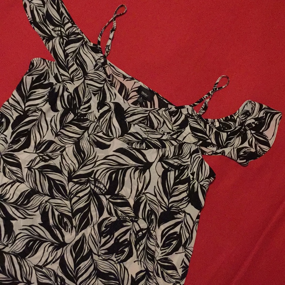 Black & White cold shoulder blouse